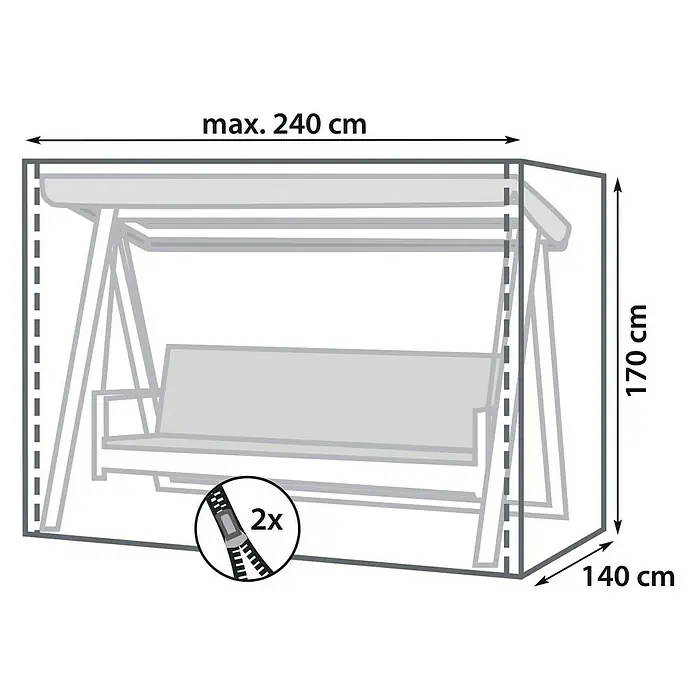 Sunfun Hollywoodschaukel-Schutzhülle - Polyester, L x B x H: 240 x 140 x 170 cm