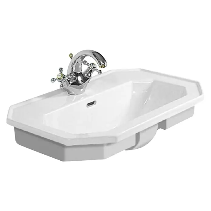 Duravit 1930 Einbauwaschbecken - 58 x 47 cm, Mit schmutzabweisender Glasur, Hahnloch: Mitte, Weiß, Anzahl Hahnlöcher: 1 - Vorderansicht