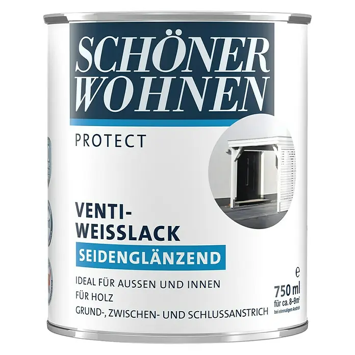 SCHÖNER WOHNEN-Farbe Protect Venti-Weißlack - 750 ml, Seidenglänzend - Vorderansicht