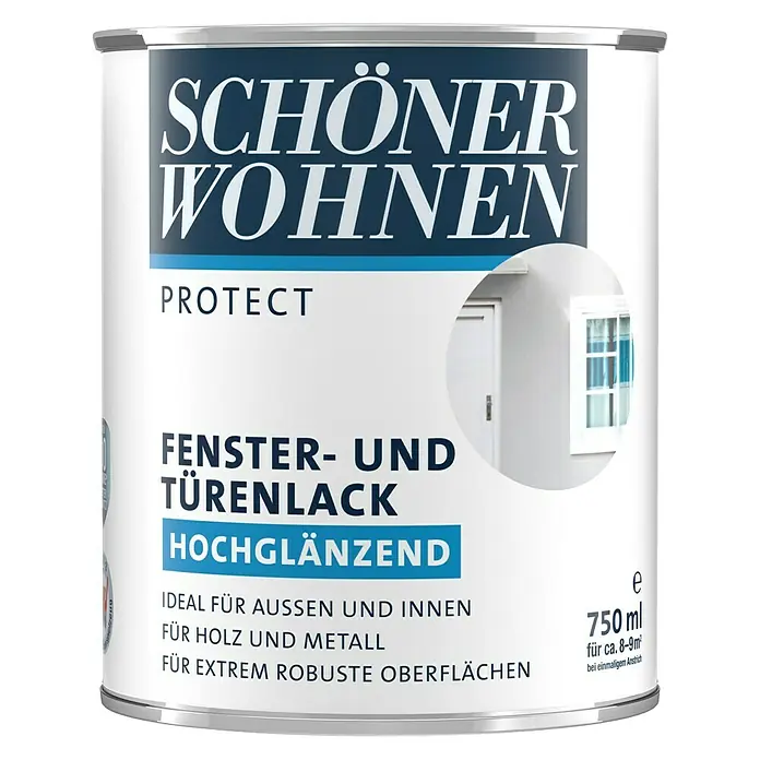 SCHÖNER WOHNEN-Farbe Protect Fenster- & Türenlack - Reinweiß, 750 ml, Glänzend - Vorderansicht