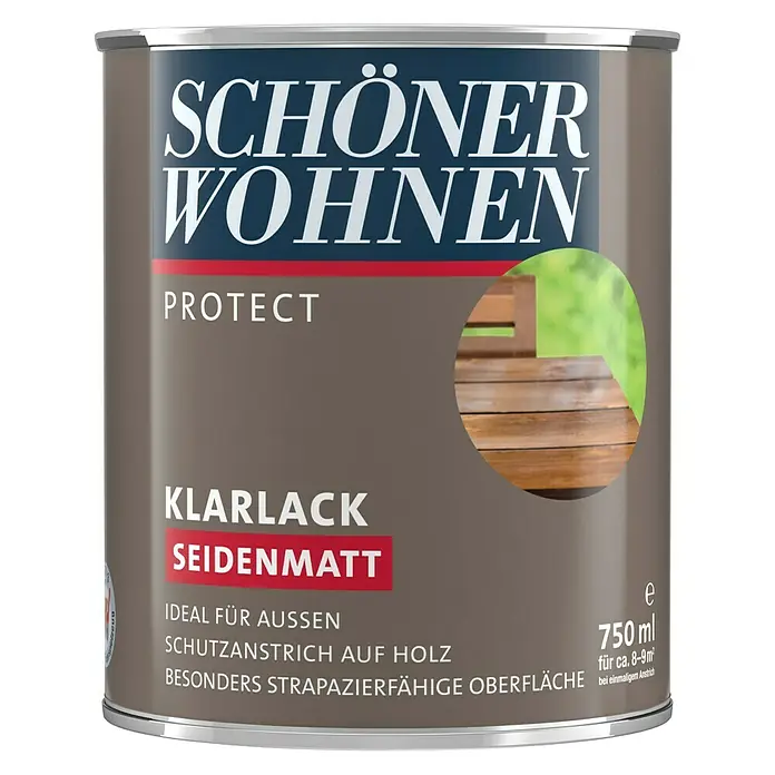 SCHÖNER WOHNEN-Farbe Protect Klarlack - Farblos, 750 ml, Seidenmatt - Vorderansicht