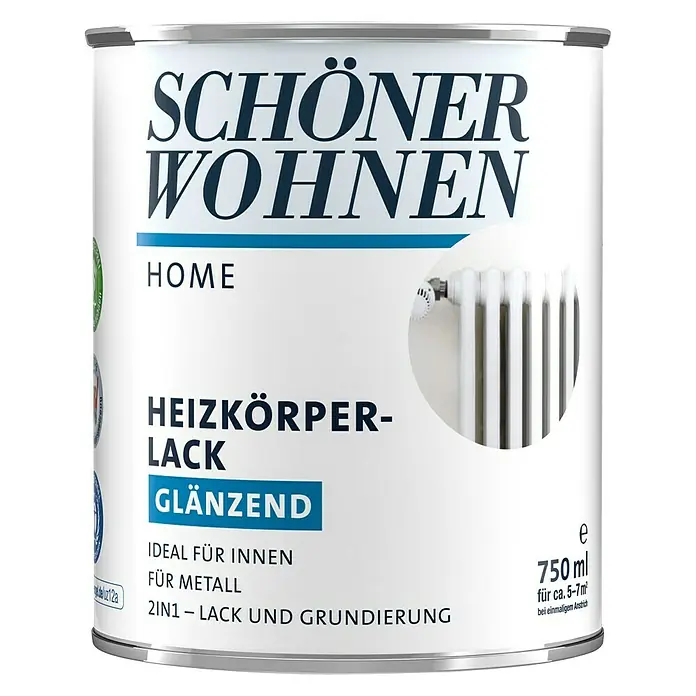 SCHÖNER WOHNEN-Farbe Home Heizkörperlack - Weiß, 750 ml, Glänzend - Vorderansicht