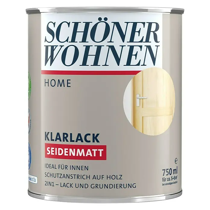 SCHÖNER WOHNEN-Farbe Home Klarlack - Farblos, 750 ml, Seidenmatt - Vorderansicht