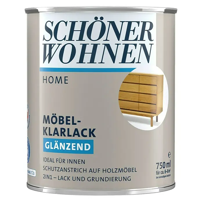SCHÖNER WOHNEN-Farbe Home Möbel-Klarlack - Glänzend, 750 ml, Farblos - Vorderansicht