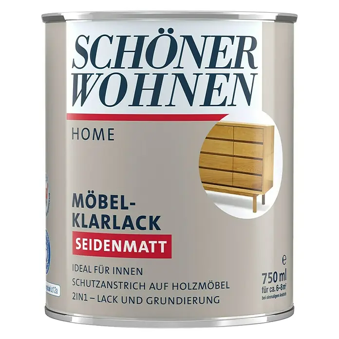 SCHÖNER WOHNEN-Farbe Home Möbel-Klarlack - Seidenmatt, 750 ml, Farblos - Vorderansicht