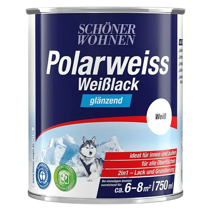 SCHÖNER WOHNEN-Farbe Weißlack Polarweiß - 750 ml, Weiß, Glänzend - Vorderansicht