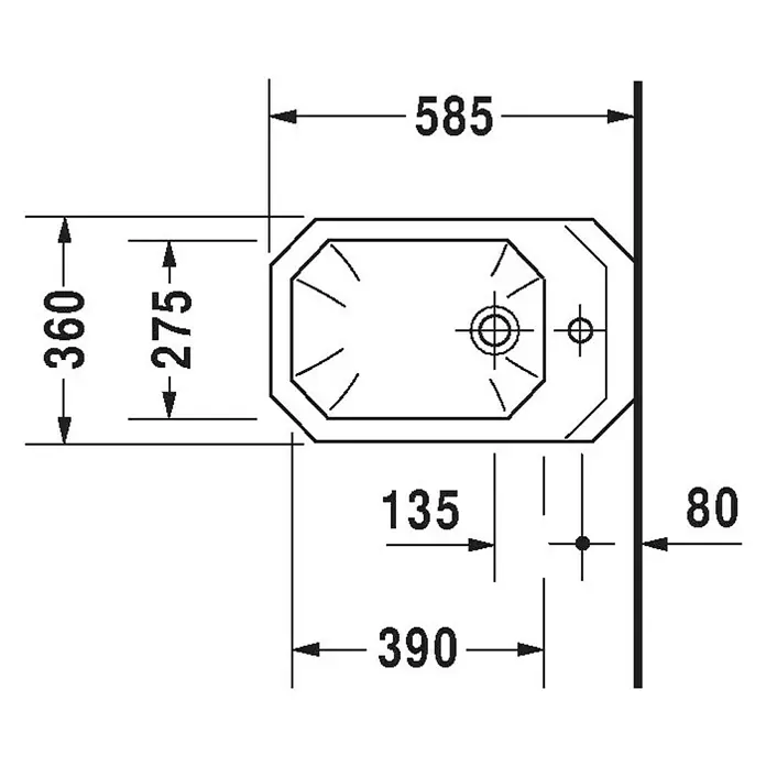 Duravit 1930 Wand-Bidet - Ohne Spezialglasur, Keramik, Weiß - Skizze