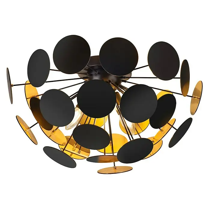 Reality Leuchten Deckenleuchte rund Discalgo - 40 W, Ø x H: 540 mm x 30 cm, Gold, Schwarz, E14