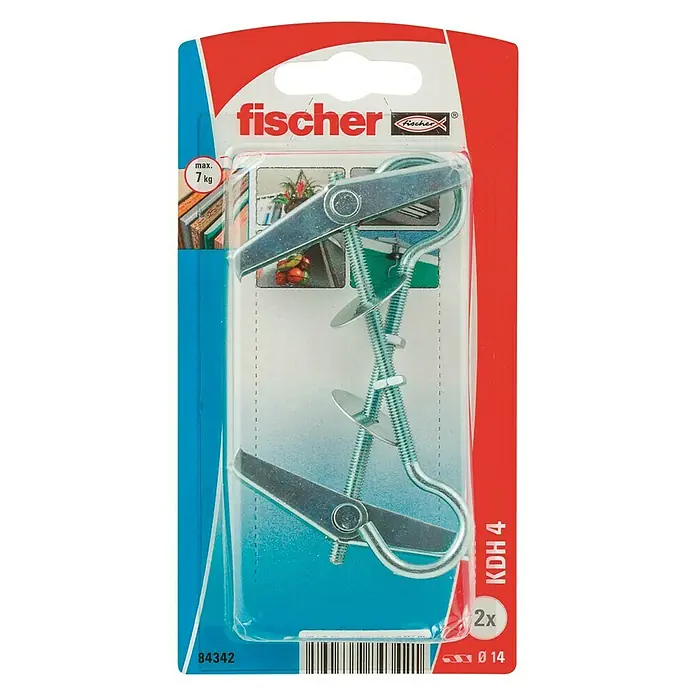 Fischer Taco de resorte KDH4 - Longitud taco: 95 mm, 2 uds., Diámetro taladro: 14 mm