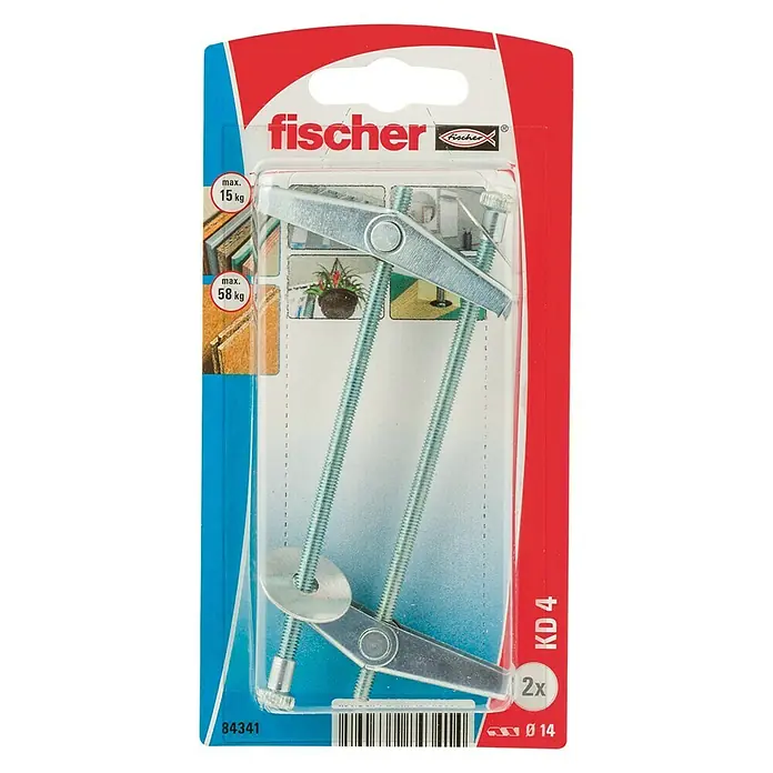Fischer Taco de resorte KD4K - Longitud taco: 105 mm, 2 uds., Diámetro taladro: 14 mm