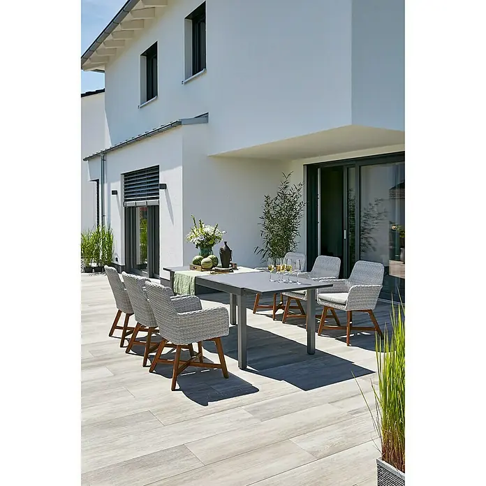 Sunfun Gartensessel Neele - B x T x H: 60 x 62 x 86 cm, Lichtgrau, Natur