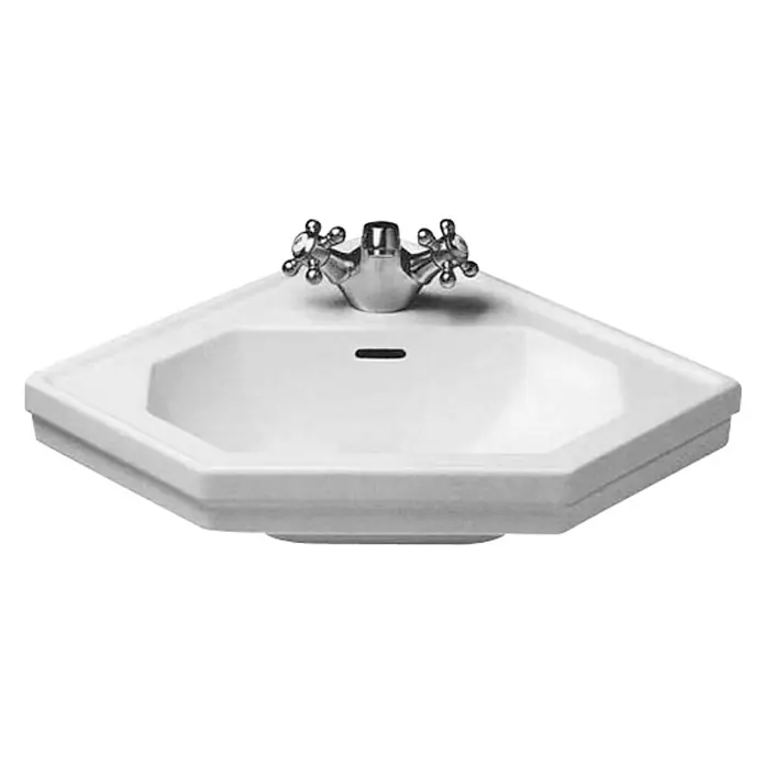 Duravit 1930 Eckwaschbecken - 59,5 x 45 cm, Mit schmutzabweisender Glasur, Hahnloch: Mitte, Mit Überlauf, Weiß - Vorderansicht