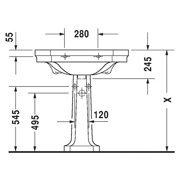 Duravit 1930 Waschbecken-Standsäule Typ 1 - Mit schmutzabweisender Glasur, Keramik, Weiß - Detailaufnahme