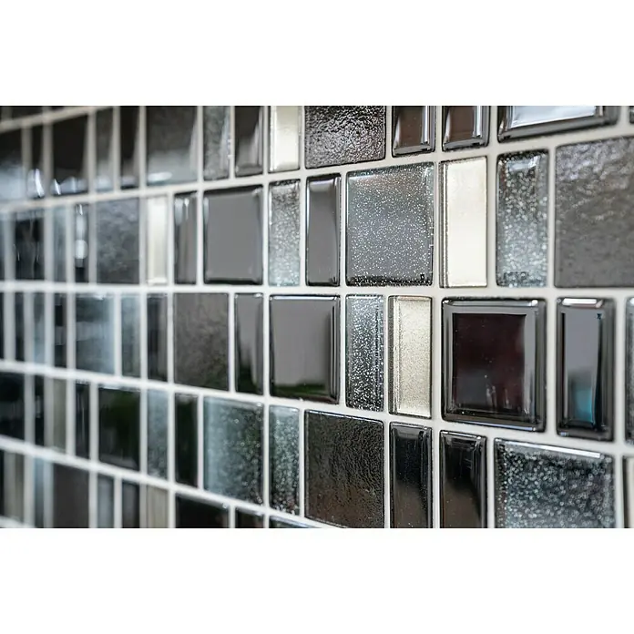 Mozaïektegel DAZZLE 05B - 30 x 30 cm, Zwart, Glanzend - Close-up