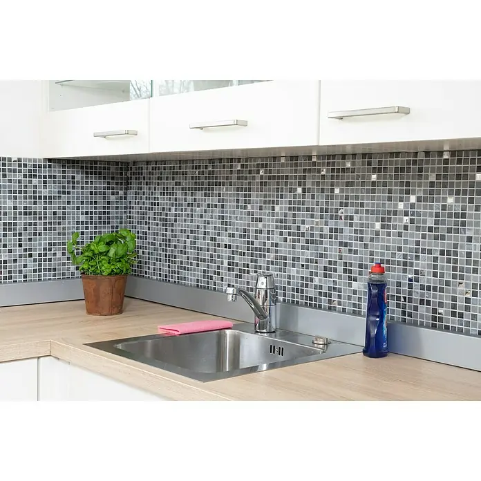 Mozaïektegel Quadrat Crystal Mix LOPE 34AN - 30 x 30 cm, Zwart, Glanzend - Sfeeropname