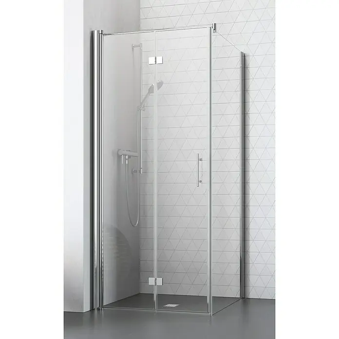 Camargue Vario Eckdusche S54+S5 - 100 x 75 x 195 cm, Beschichtet, Stärke: 6 mm, Silber - Vorderansicht