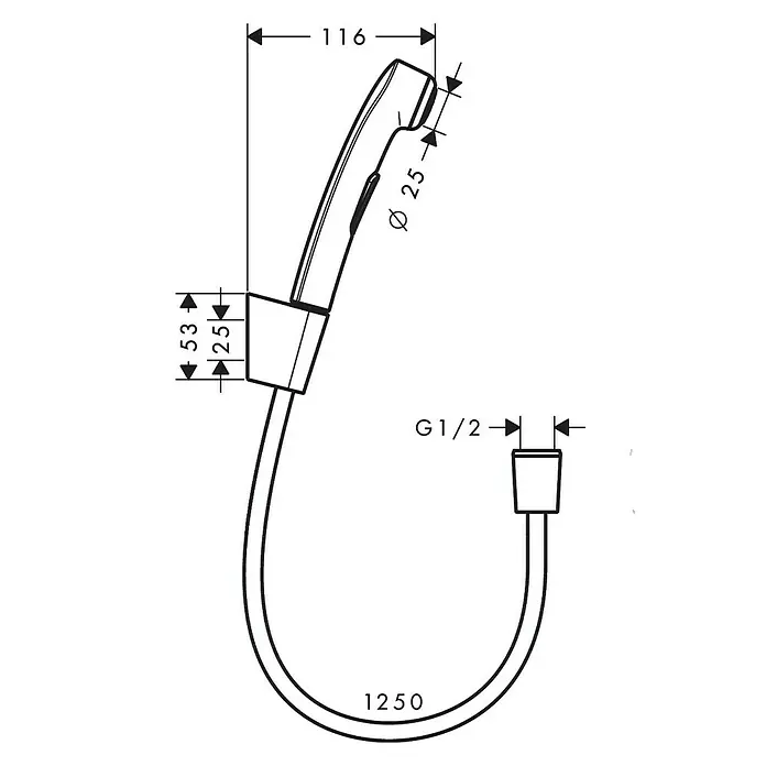 Hansgrohe Brause-Set Bidette - 1,25 m, Verchromt