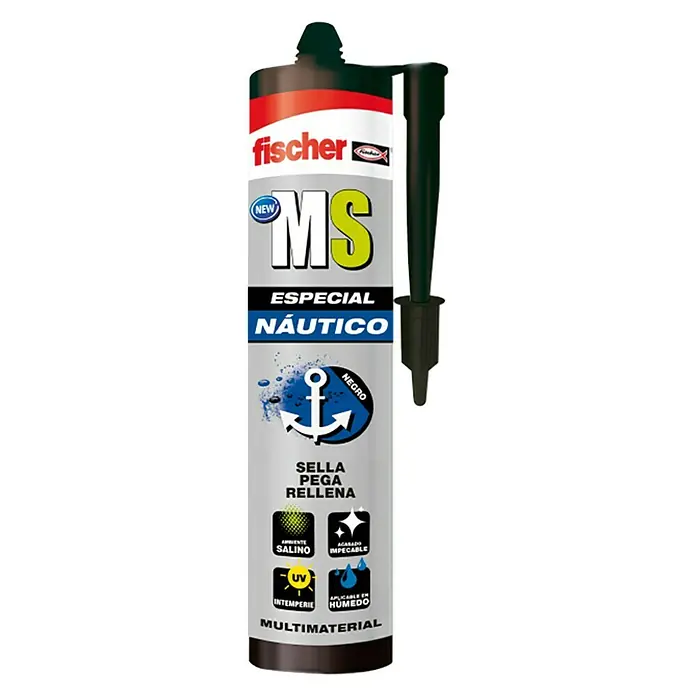 Fischer Adhesivo y sellador MS Náutico - Negro, 290 ml