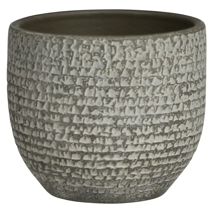 Cubremaceta redondo Carrie - Dimensiones externas (Ø x Al): 14 x 12 cm, Gris oscuro, Materiales naturales