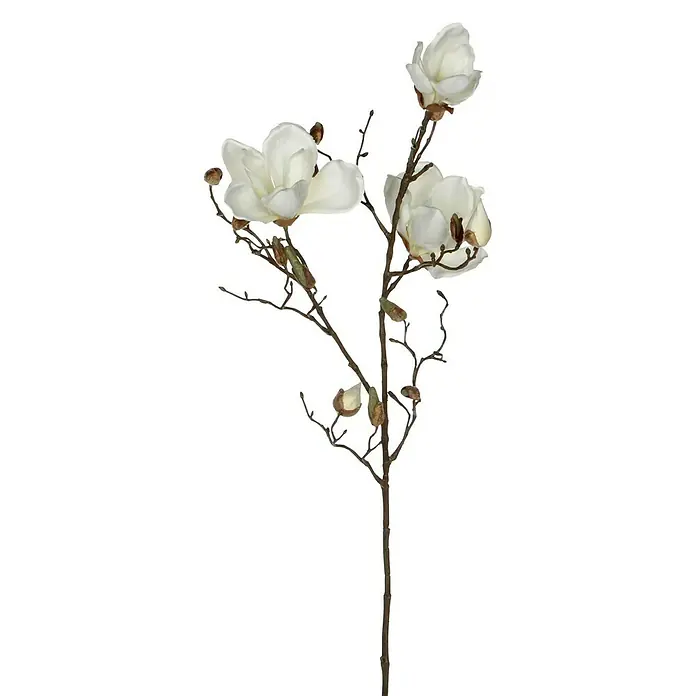 Planta artificial Magnolia - Altura: 88 cm, Blanca, Plástico