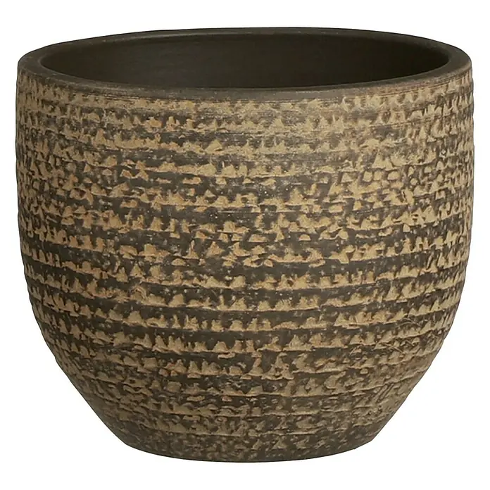 Übertopf rund Carrie - Außenmaß (Ø x H): 14 x 12 cm, Braun, Naturmaterialien