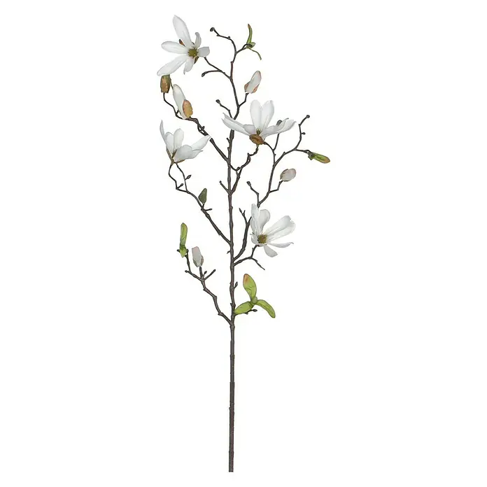 Flor artificial Magnolia - Altura: 75 cm, Blanca, Plástico