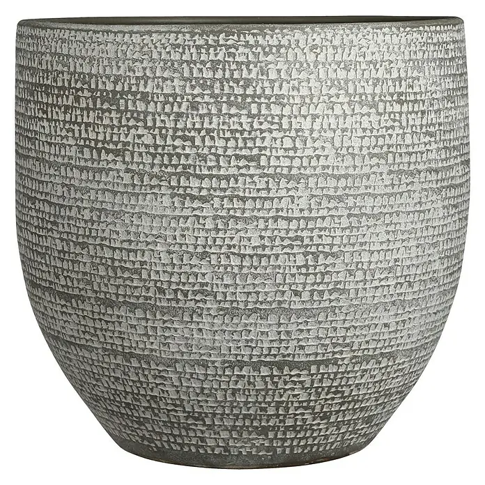 Cubremaceta redondo Carrie - Dimensiones externas (Ø x Al): 39 x 36 cm, Gris oscuro, Materiales naturales