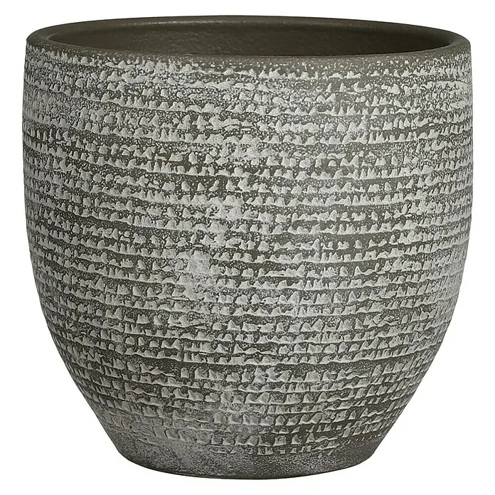 Cubremaceta redondo Carrie - Dimensiones externas (Ø x Al): 24 x 22 cm, Gris oscuro, Materiales naturales