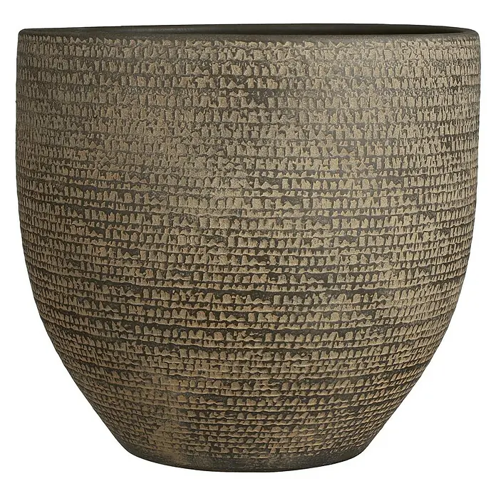 Cubremaceta redondo Carrie - Dimensiones externas (Ø x Al): 39 x 36 cm, Marrón, Materiales naturales