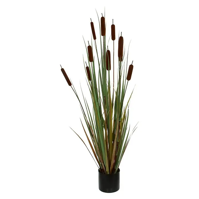 Planta artificial Typha - Altura: 120 cm, Marrón, Plástico