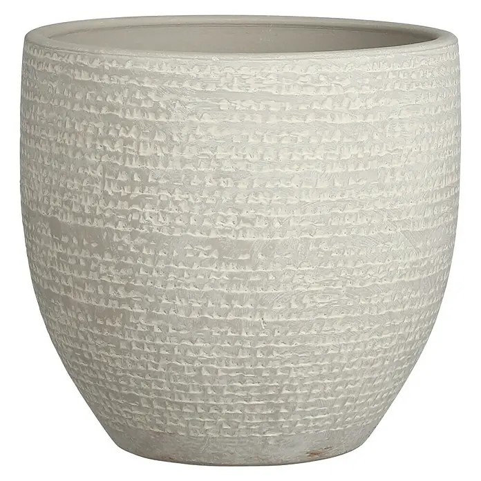 Cubremaceta redondo Carrie - Dimensiones externas (Ø x Al): 24 x 22 cm, Gris, Materiales naturales