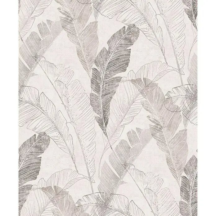 Papel pintado Vegetal hoja - Gris, 10 x 0,53 m
