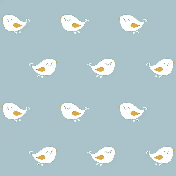 Papel pintado Pájaro fondo - Azul, 10 x 0,53 m