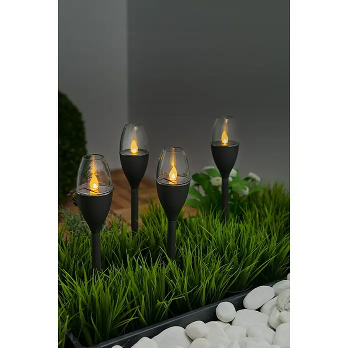 BAUHAUS LED solarna baklja - 4 Kom., Crne boje, Ø x V: 6,1 x 37,7 cm, IP44