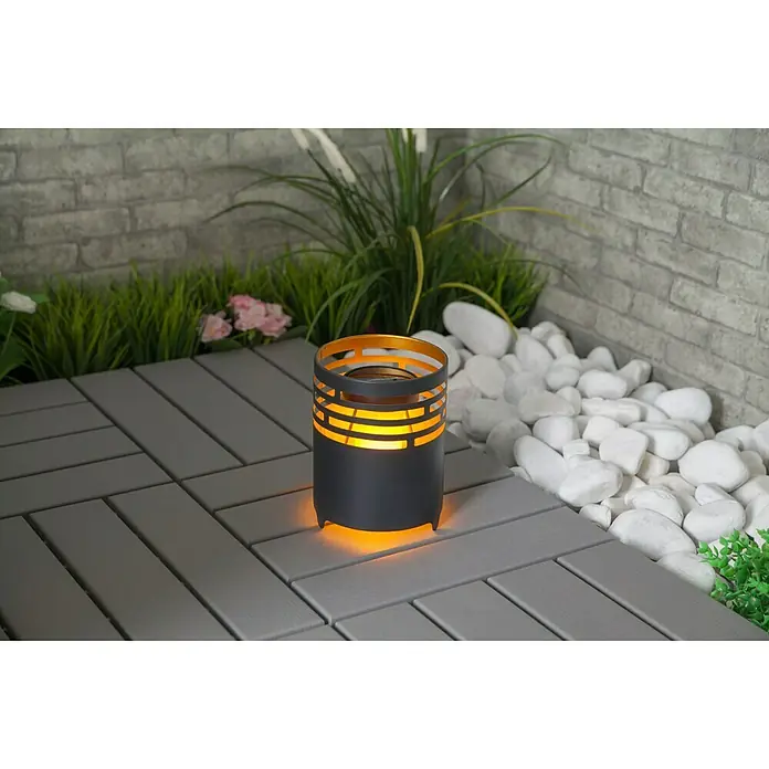 BAUHAUS Solarna svjetiljka Flame - LED, Antracit-zlatne boje, Ø x V: 12 x 15,8 cm