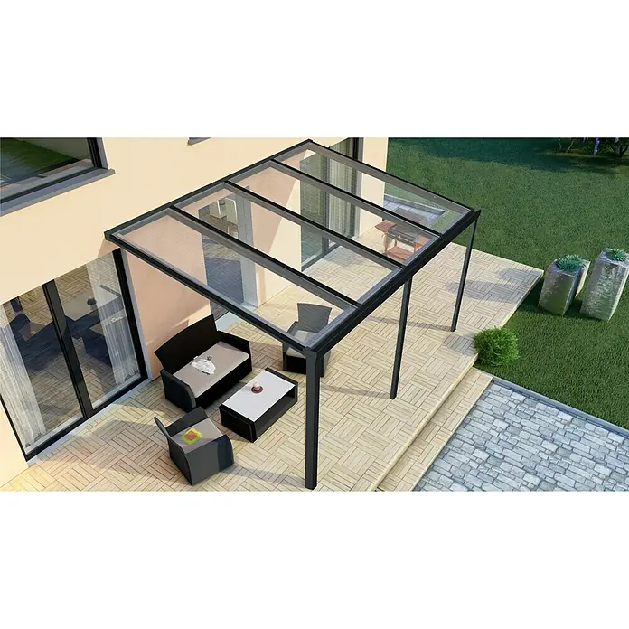 Terrassenüberdachung Sixty Edition - L x T: 400 cm x 250 cm, Polycarbonat, Anthrazitgrau, Klar - Stimmungsaufnahme