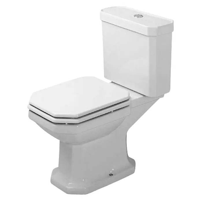 Duravit 1930 Stand-WC für Kombination - Mit Spülrand, Ohne Spezialglasur, Spülform: Tief, WC Abgang: Waagerecht, Weiß - Linke Seitenansicht