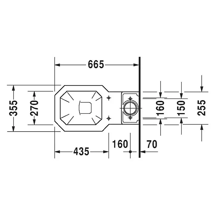 Duravit 1930 Stand-WC für Kombination - Mit Spülrand, Ohne Spezialglasur, Spülform: Tief, WC Abgang: Waagerecht, Weiß