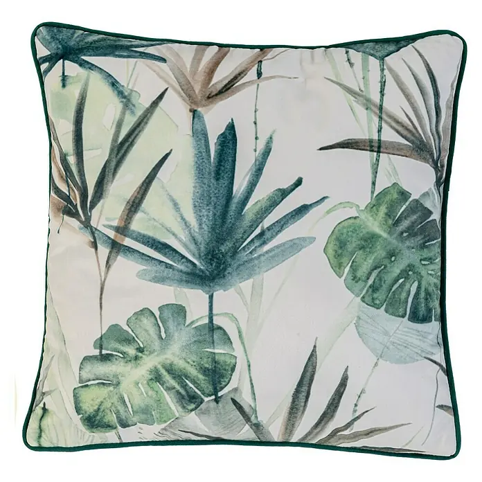 Elbersdrucke Kissen Bahia - Weiß/Grün, 45 x 45 cm, 100 % Polyester - Vorderansicht