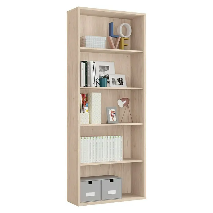 Muebles Pitarch Estantería de madera - An x Al: 75,5 x 196,5 cm, Roble