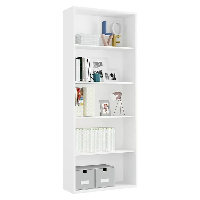 Muebles Pitarch Estantería de madera - An x Al: 75,5 x 196,5 cm, Blanco