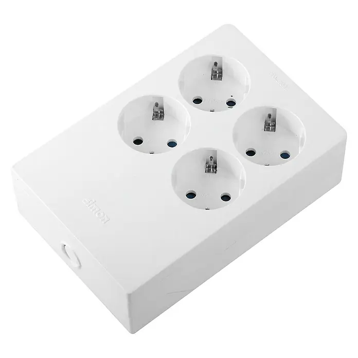 Simon Base de enchufe múltiple Multifix - Blanco, Plástico, IP20, Montaje en la pared
