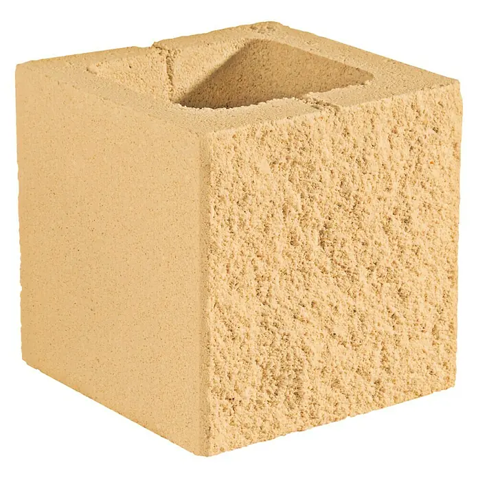 Bloque de hormigón poroso Split - 20 x 20 x 20 cm, Crema, Hormigón, Ligeramente irregular