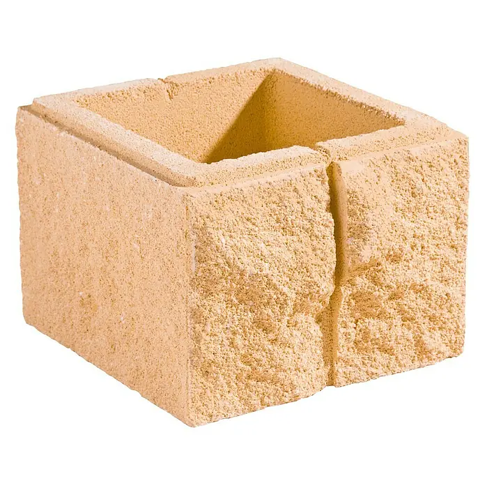 Bloque Pilastra Split - 40 x 40 x 20 cm, Crema, Hormigón, Ligeramente irregular