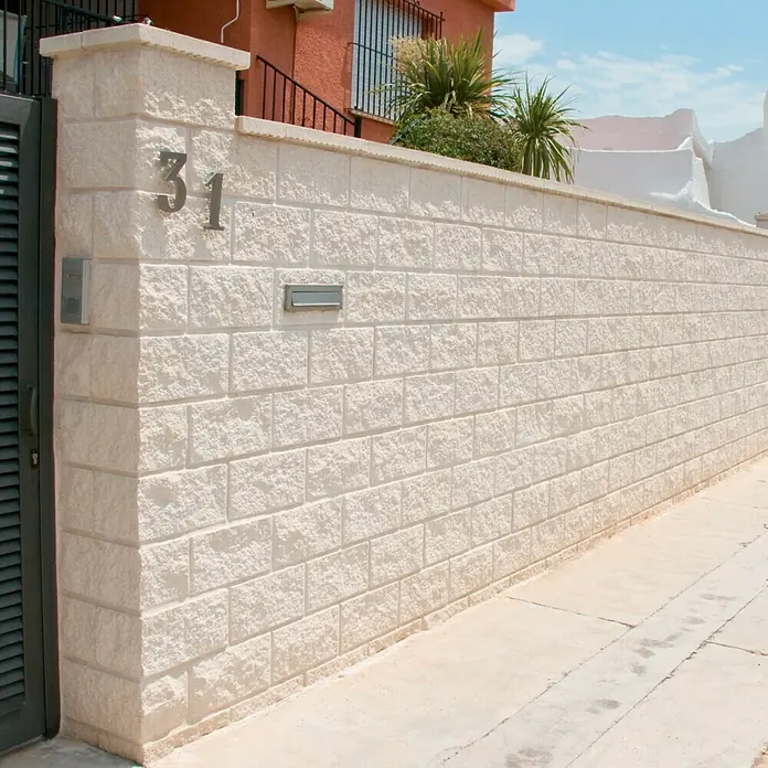 Bloque de hormigón poroso Split - 40 x 20 x 15 cm, Blanco, Hormigón, Ligeramente irregular