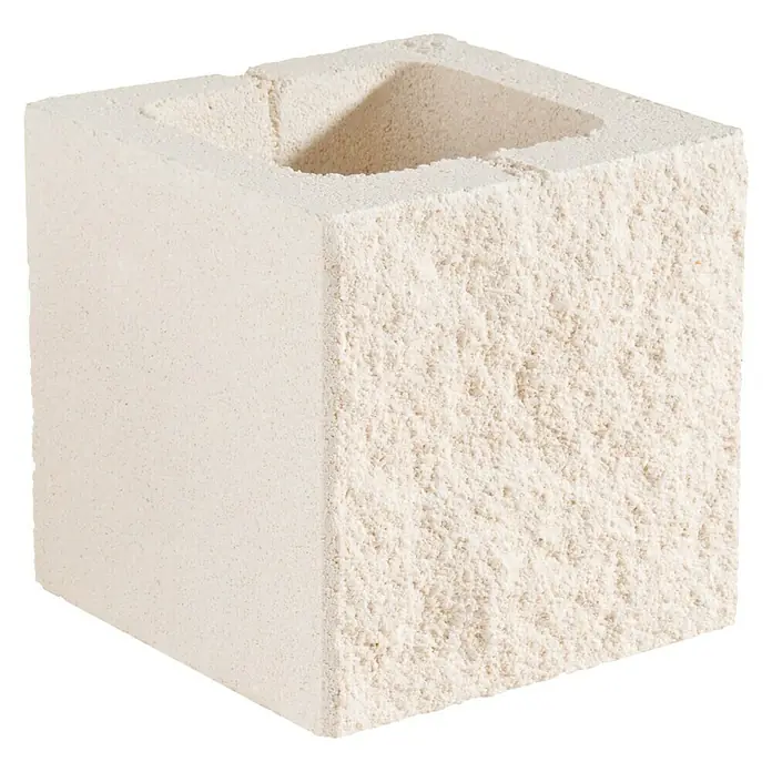 Bloque de hormigón poroso Split - 15 x 20 x 20 cm, Blanco, Hormigón, Ligeramente irregular