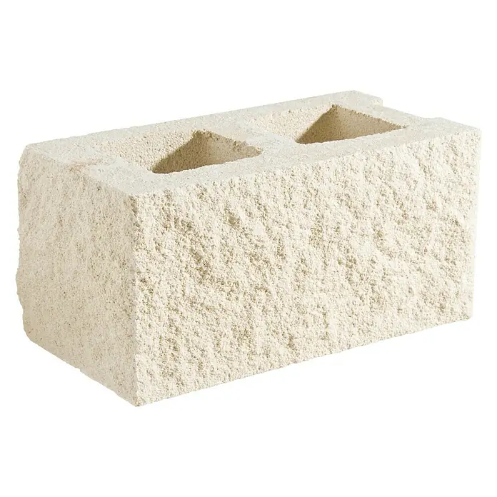 Bloque de hormigón poroso Split esquina - 40 x 20 x 20 cm, Blanco, Hormigón