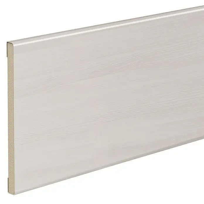 Solid Elements Embellecedor de madera cubreguía Fresno Eslovenia - 220 cm x 15 cm x 10 mm, Blanco
