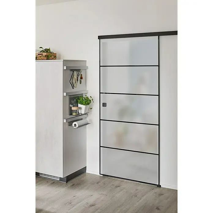 Diamond Doors Black Edition Schiebetür-Komplettset Lines - 935 x 2.058 mm, Einscheibensicherheitsglas (ESG)