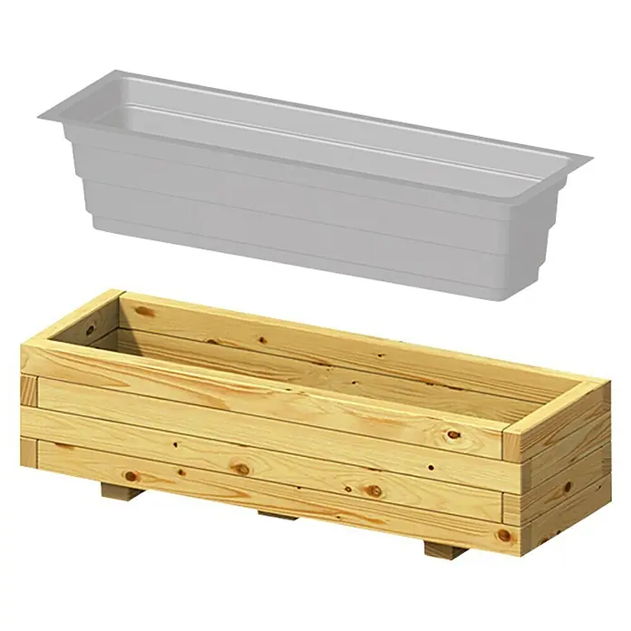 Pflanzkübel eckig Cora - Außenmaß (L x B x H): 120 x 40 x 31 cm, Holz